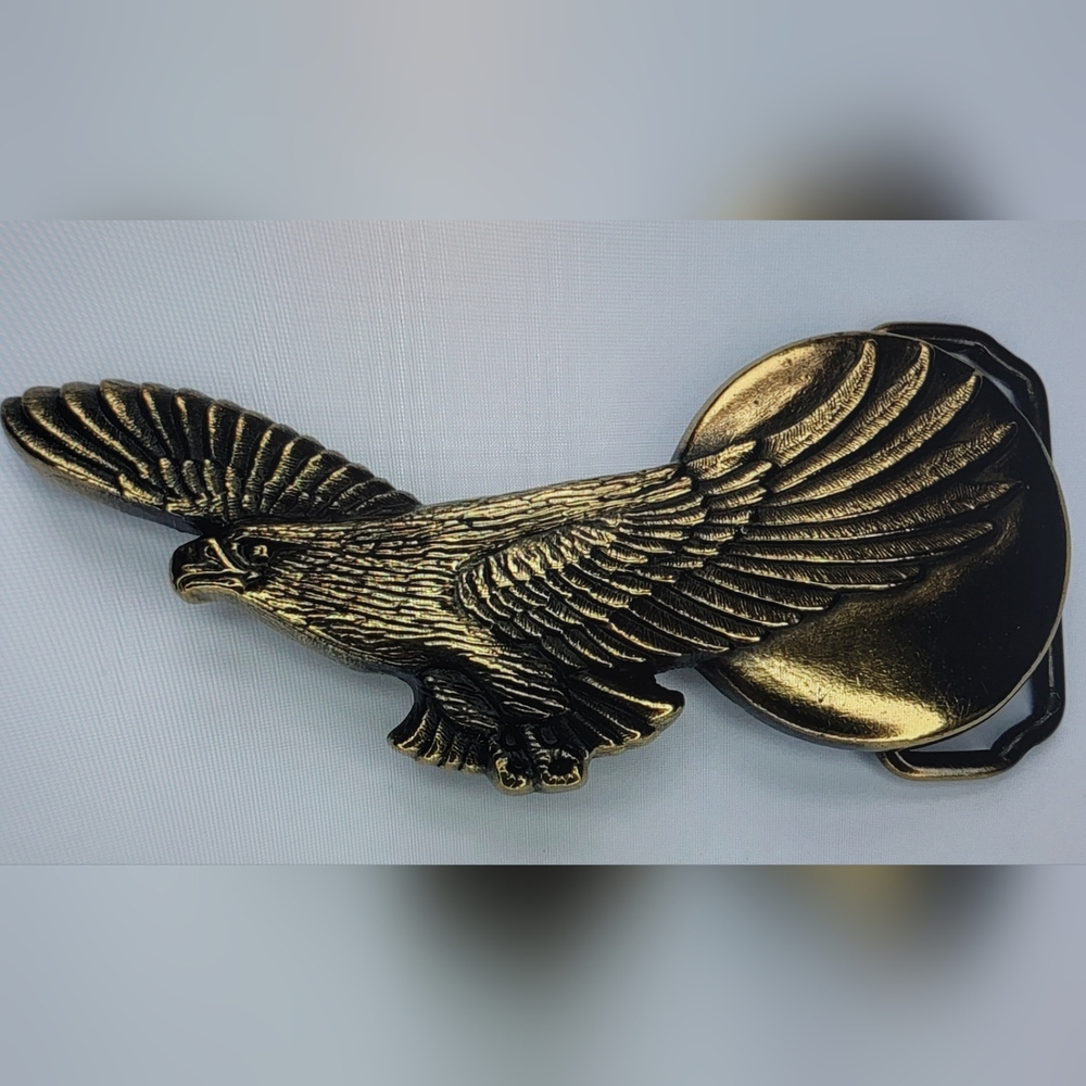 Vintage Eagle Belt Buckle Southwest Cowboy Western 4” Hawk Brass Plated